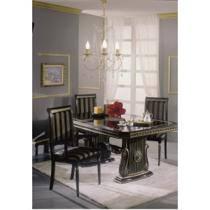 Rossella svart - guld, matbord & 6 stolar